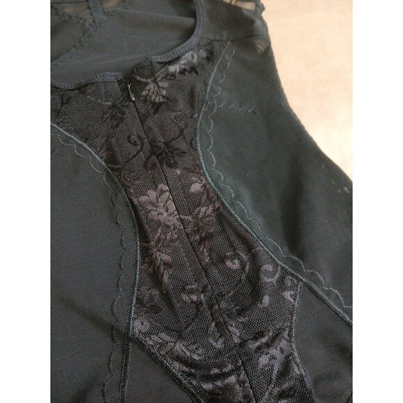 Shapewear Tummy Control Bodysuit Womens M Black Mesh Sculpting Zip Hook Eye - Picture 3 of 8